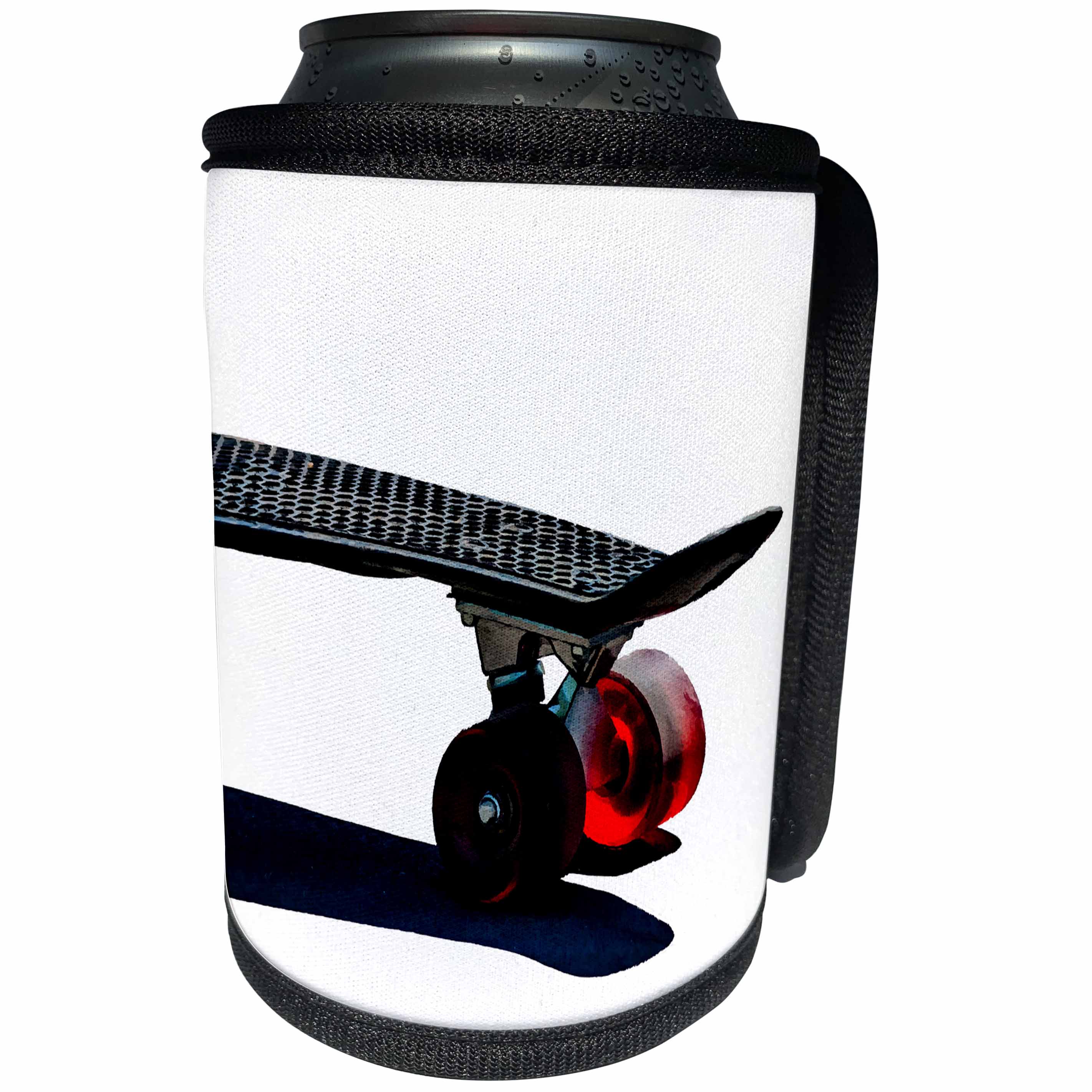 3dRose Alexis Photo-Art - Objects - Black skateboard on white, red wheels, white background - Can Cooler Bottle Wrap (cc_272088)