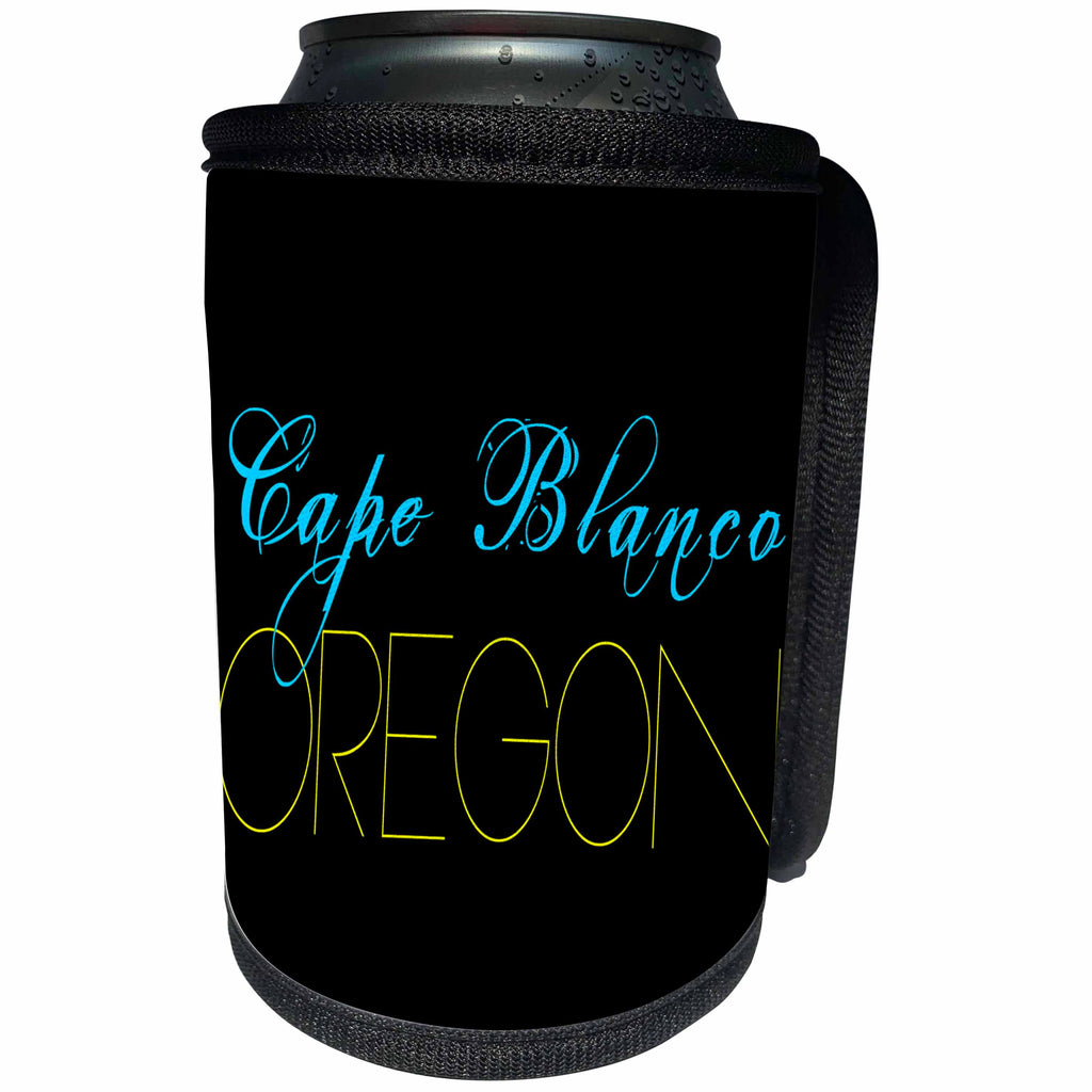 3dRose Alexis Design - American Beaches - American Beaches - Cape Blanco State Park, Oregon, blue, yellow color - Can Cooler Bottle Wrap (cc_272100)