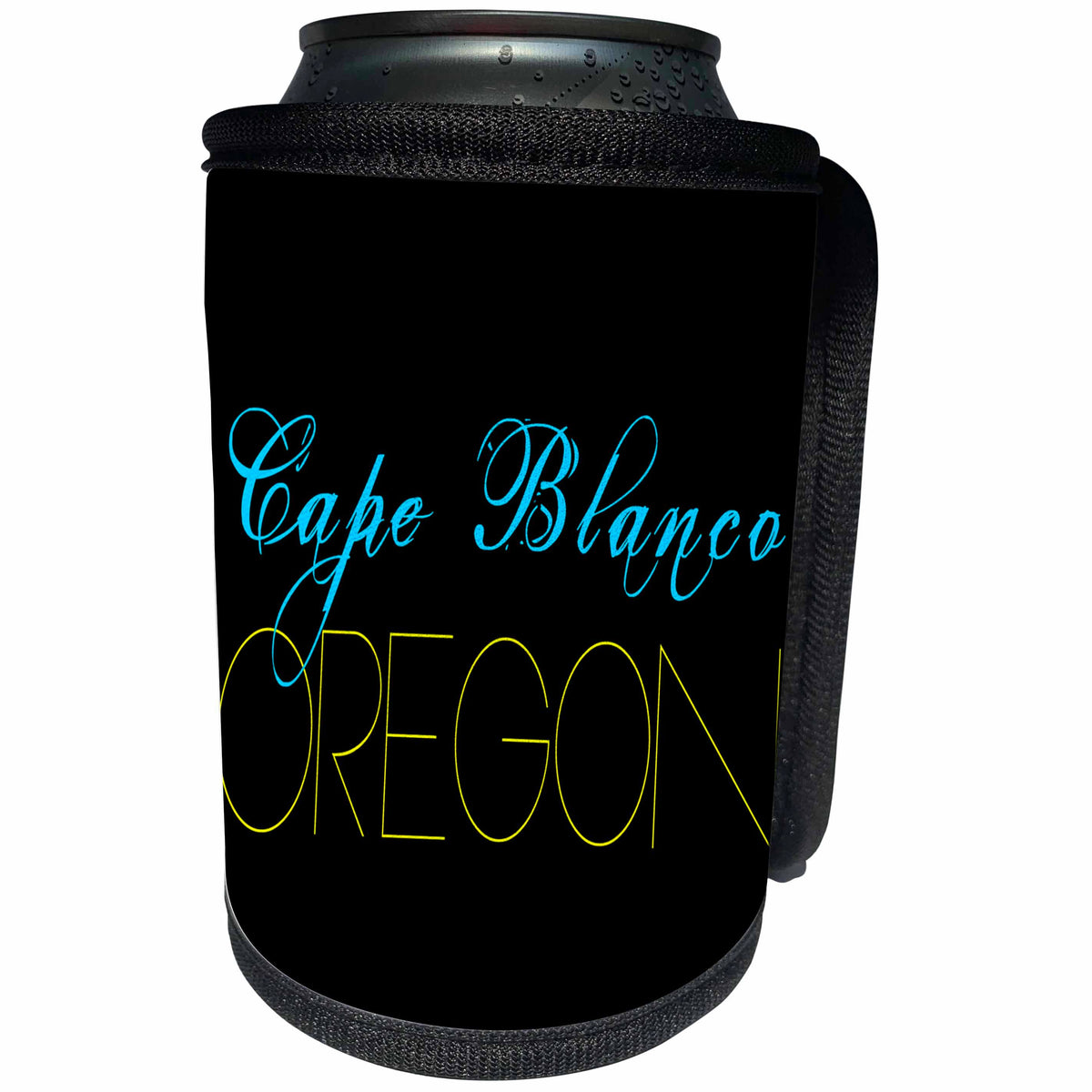 3dRose Alexis Design - American Beaches - American Beaches - Cape Blanco State Park, Oregon, blue, yellow color - Can Cooler Bottle Wrap (cc_272100)