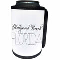 3dRose Alexis Design - American Beaches - American Beaches - Hollywood Beach, Florida, white on black - Can Cooler Bottle Wrap (cc_272102)