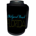 3dRose Alexis Design - American Beaches - American Beaches - Hollywood Beach, Florida, blue, yellow color - Can Cooler Bottle Wrap (cc_272104)