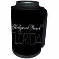 3dRose Alexis Design - American Beaches - American Beaches - Hollywood Beach, Florida, white on black - Can Cooler Bottle Wrap (cc_272105)
