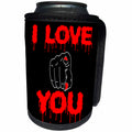 3dRose Alexis Design - Love - I Love You red text, female finger pointed at you on black - Can Cooler Bottle Wrap (cc_272114)