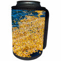 3dRose Alexis Photography - Seasons Autumn - Dark blue water covered with a golden carpet of birch tree leaves - Can Cooler Bottle Wrap (cc_272160)
