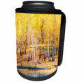 3dRose Alexis Photography - Seasons Autumn - Sunlit birch grove by the pond in golden autumn season - Can Cooler Bottle Wrap (cc_272161)