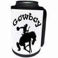 3dRose Alexis Design - Positive - Cowboy positive silhouette design. Black on white background - Can Cooler Bottle Wrap (cc_272248)