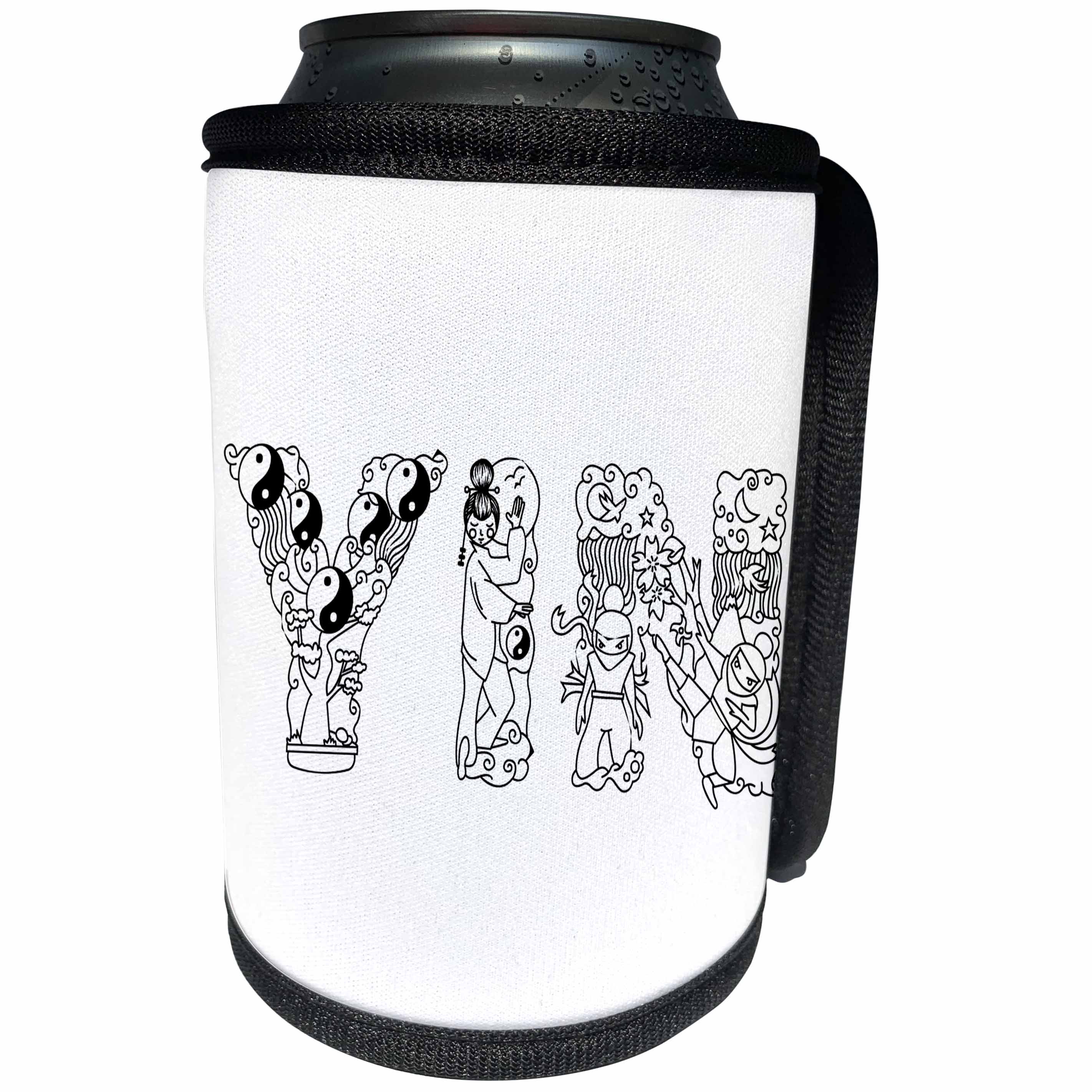 3dRose Alexis Design - Conceptual - Yin female symbol. Decorative font. Black on white background - Can Cooler Bottle Wrap (cc_272256)