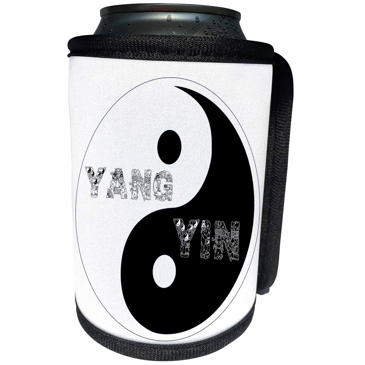 3dRose Alexis Design - Conceptual - Circular Taijitu Yin and Yang symbol on white background - Can Cooler Bottle Wrap (cc_272261)