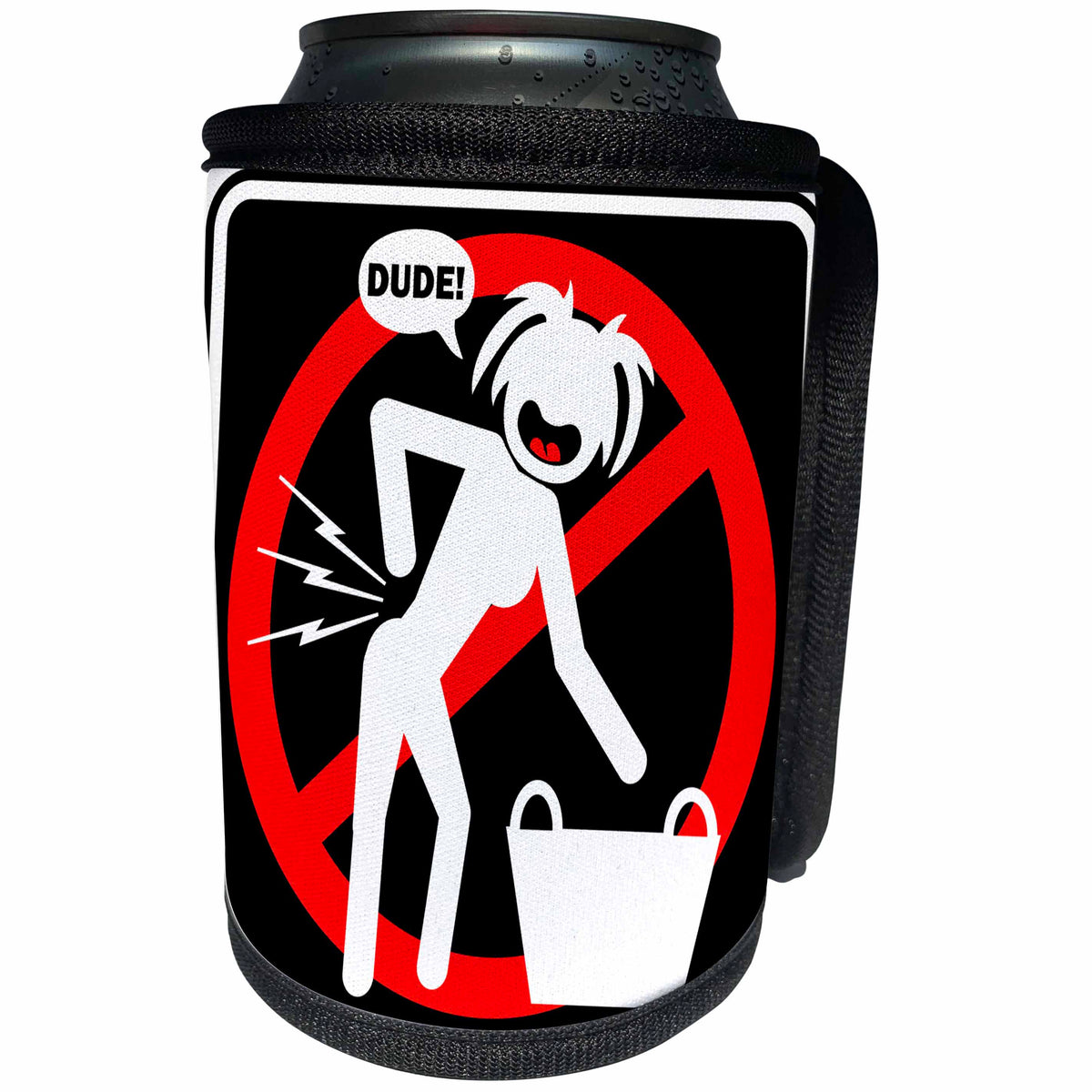 3dRose Mark Grace SCREAMNJENNY Urban Hazards - HAZARDS laundry hazard black sign 1 - Can Cooler Bottle Wrap (cc_27229)