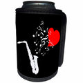 3dRose Alexis Design - Music - I love saxophone music red heart and notes on black background - Can Cooler Bottle Wrap (cc_272309)