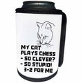 3dRose Alexis Design - Funny Cats - My cat plays chess funny black design on white background - Can Cooler Bottle Wrap (cc_272312)