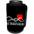 3dRose Alexis Design - Love - Barbed wire, red heart, no trespassing white text on black - Can Cooler Bottle Wrap (cc_272313)
