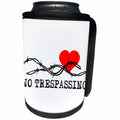3dRose Alexis Design - Love - Barbed wire, red heart, no trespassing black text on white - Can Cooler Bottle Wrap (cc_272314)
