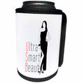 3dRose Alexis Design - Conceptual - Pretty lady in an evening dress silhouette, Ultra Smart Beauty text - Can Cooler Bottle Wrap (cc_272317)