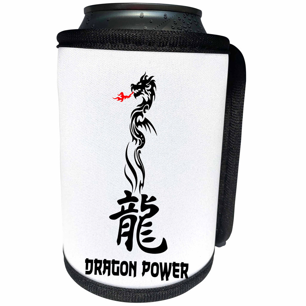 3dRose Alexis Design - Conceptual - Dragon power text, hieroglyph and shape on white background - Can Cooler Bottle Wrap (cc_272414)