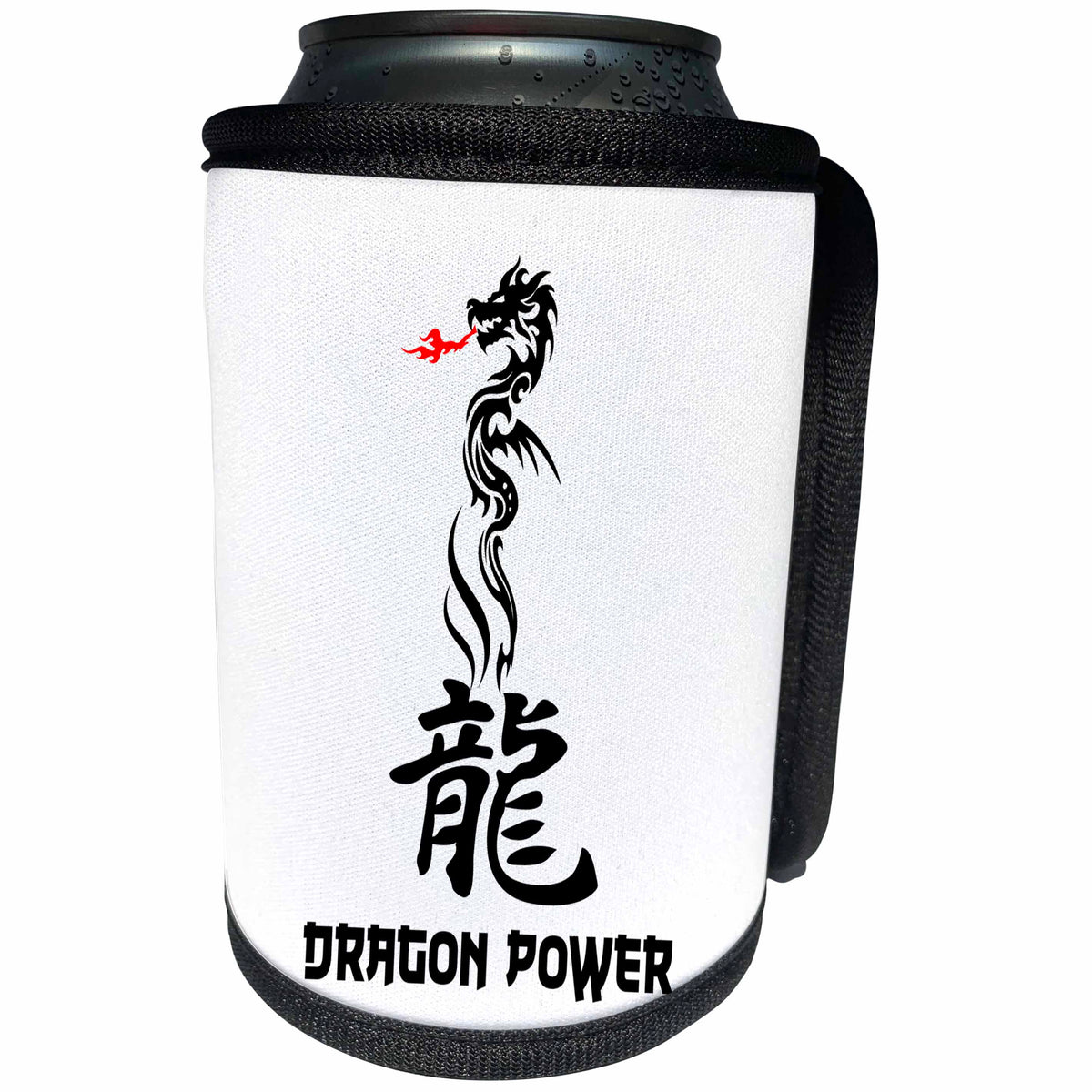 3dRose Alexis Design - Conceptual - Dragon power text, hieroglyph and shape on white background - Can Cooler Bottle Wrap (cc_272414)