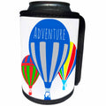 3dRose Alexis Design - Hot Air Balloon - Three colorful hot air balloons, white background, text Adventure - Can Cooler Bottle Wrap (cc_272450)