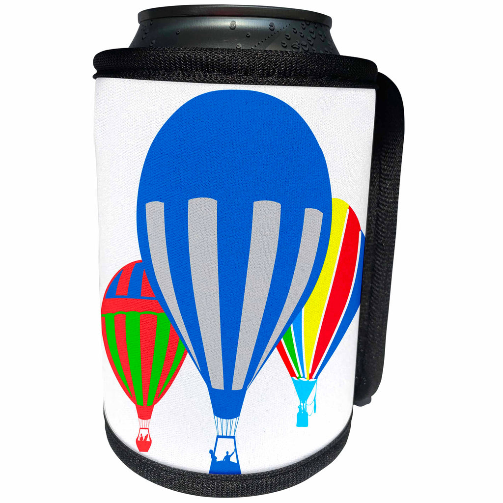 3dRose Alexis Design - Hot Air Balloon - Three colorful hot air balloons, white background. Add custom text - Can Cooler Bottle Wrap (cc_272451)