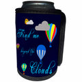 3dRose Alexis Design - Hot Air Balloon - Hot air balloons, clouds, sun, Find me beyond the clouds on blue - Can Cooler Bottle Wrap (cc_272466)