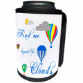 3dRose Alexis Design - Hot Air Balloon - Hot air balloons, clouds, sun, Find me beyond the clouds on white - Can Cooler Bottle Wrap (cc_272467)