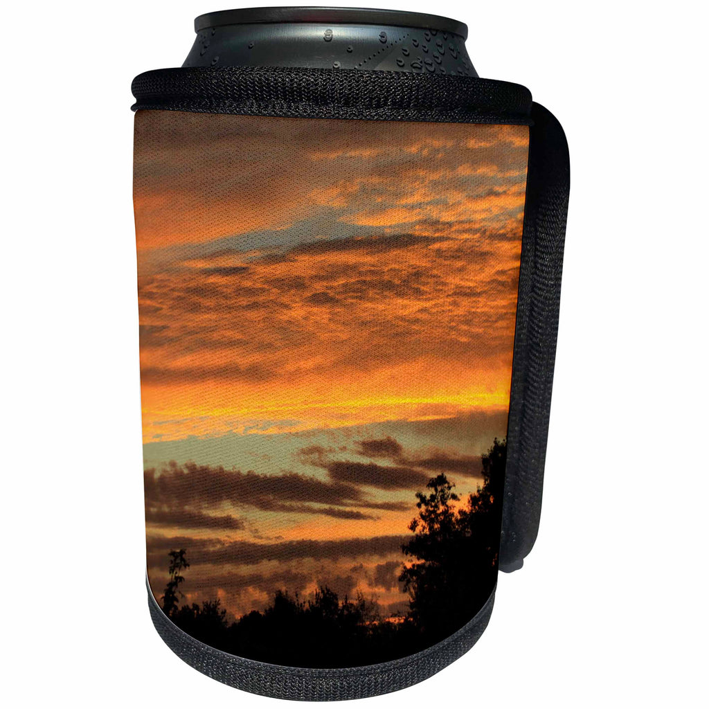 3dRose Bob Molchan Photography Sunsets - Sunset Clouds Trees Orange Yellow - Can Cooler Bottle Wrap (cc_27248)