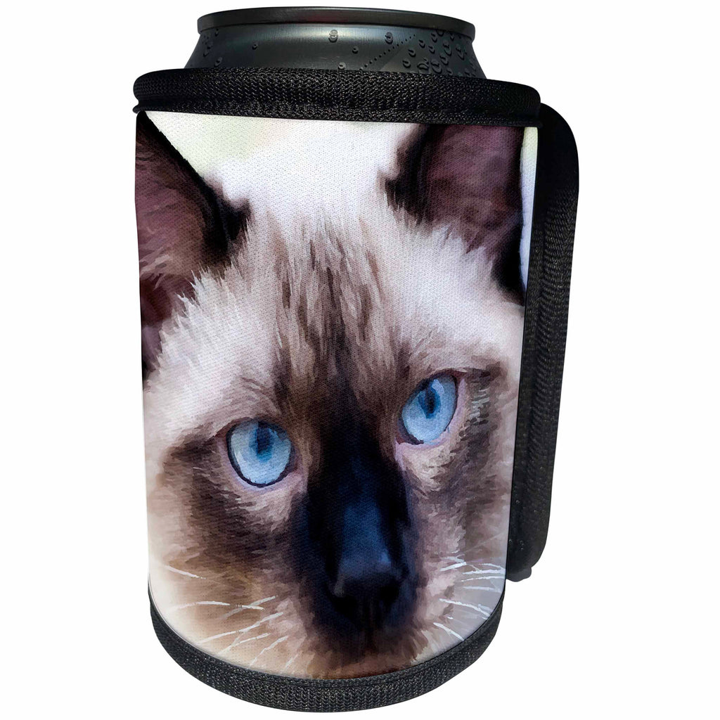 3dRose Alexis Photo-Art - Animals - Siamese cat face. Digital painting - Can Cooler Bottle Wrap (cc_272490)