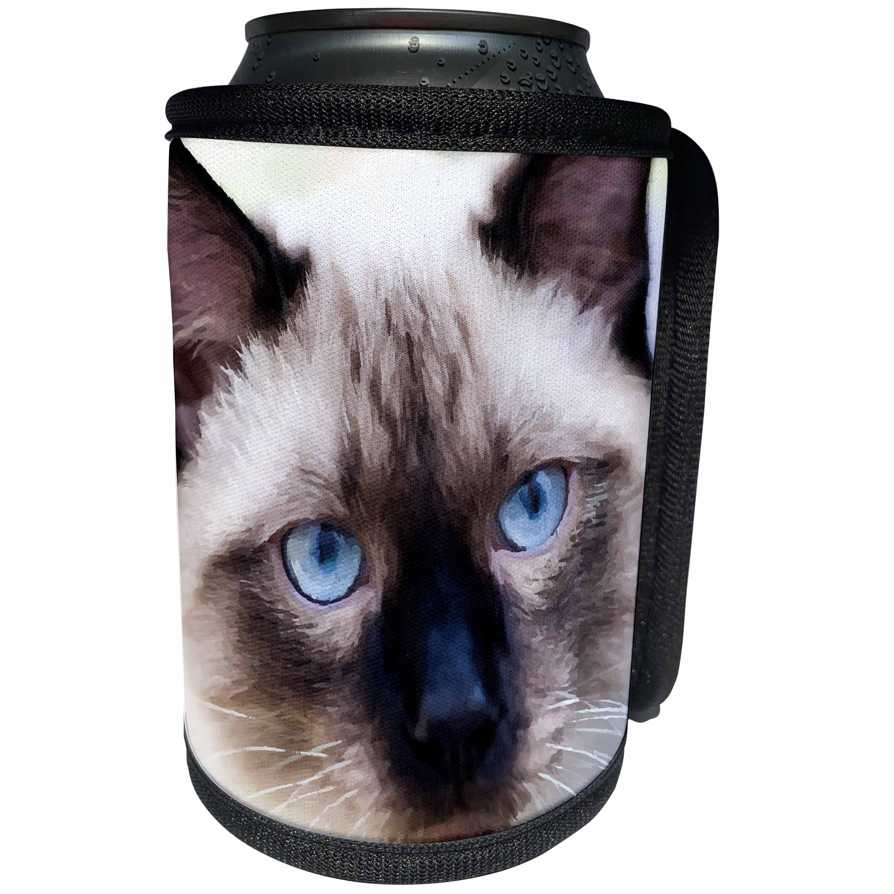 3dRose Alexis Photo-Art - Animals - Siamese cat face. Digital painting - Can Cooler Bottle Wrap (cc_272490)