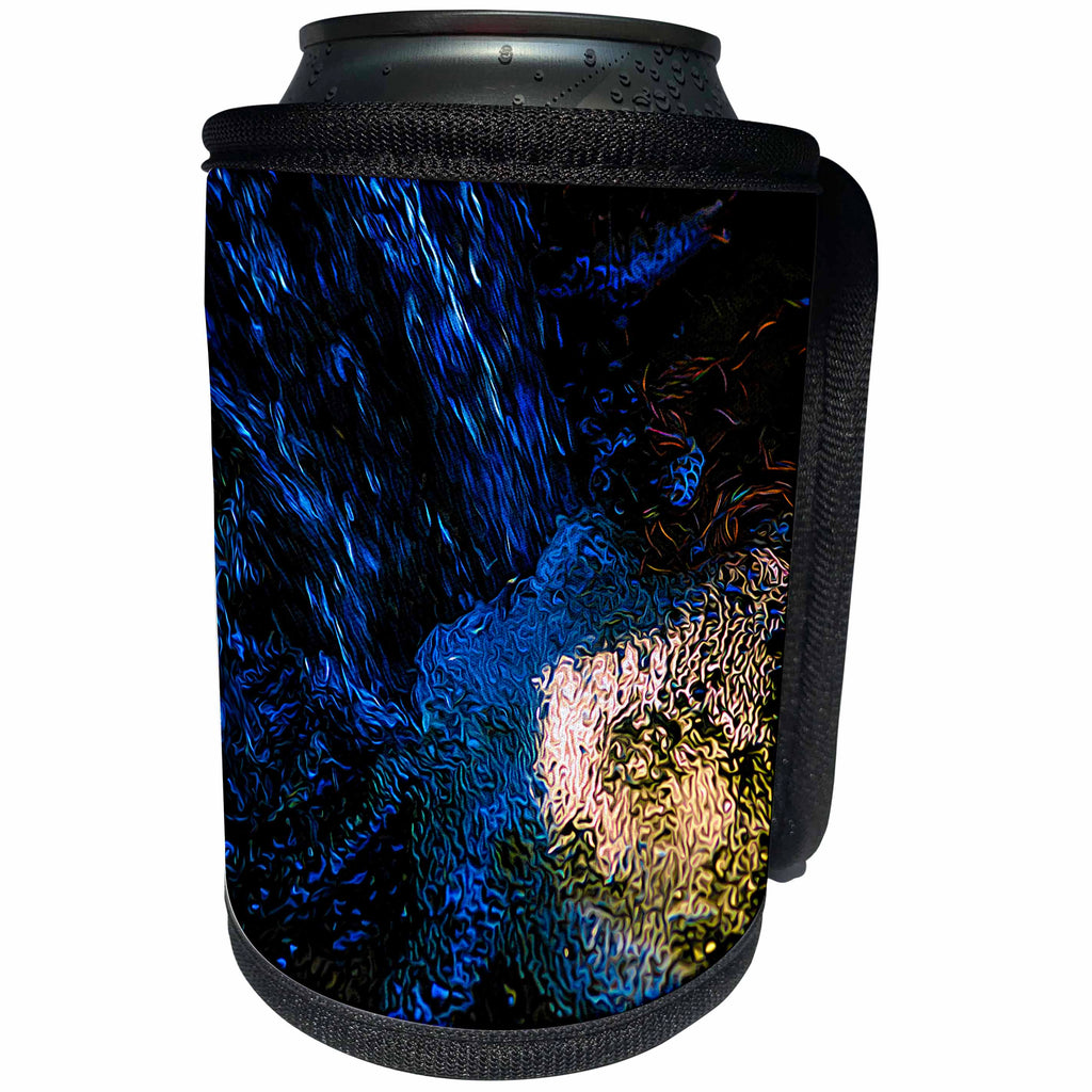 3dRose Alexis Photo-Art - Nature-Water - Bubbling water of a forest brook. Small waterfall Digital painting - Can Cooler Bottle Wrap (cc_272500)