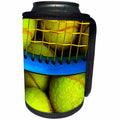 3dRose Alexis Photo-Art - Objects - Yellow tennis balls, blue tennis racket. Digital painting - Can Cooler Bottle Wrap (cc_272504)