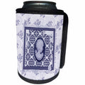3dRose Beverly Turner Cameo Design - Purple Cameo in Damask Frame, Rose Background - Can Cooler Bottle Wrap (cc_272622)