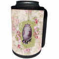 3dRose Beverly Turner Cameo Design - Flowers Surrounding Cameo with Jewel and Bow Look, Pink - Can Cooler Bottle Wrap (cc_272638)