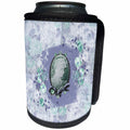 3dRose Beverly Turner Cameo Design - Flowers Surrounding Cameo with Jewel and Bow Look, Lavender - Can Cooler Bottle Wrap (cc_272639)