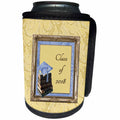 3dRose Beverly Turner Graduation Design - Blue Cap on Books, Frame, Class of 2018, Gold Swirl Design - Can Cooler Bottle Wrap (cc_272646)