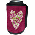 3dRose Beverly Turner Heart Design - Pretty Flower Heart of Flowers, Pink - Can Cooler Bottle Wrap (cc_272648)
