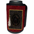 3dRose Beverly Turner Chinese New Year Design - Doberman Pinscher, Round Shape, Dog in Chinese, Tassel, Dots, Leaves - Can Cooler Bottle Wrap (cc_272652)