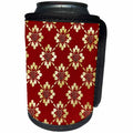 3dRose Beverly Turner Heart Design - Jeweled Heart Look inside Gold Flowers, Red - Can Cooler Bottle Wrap (cc_272664)