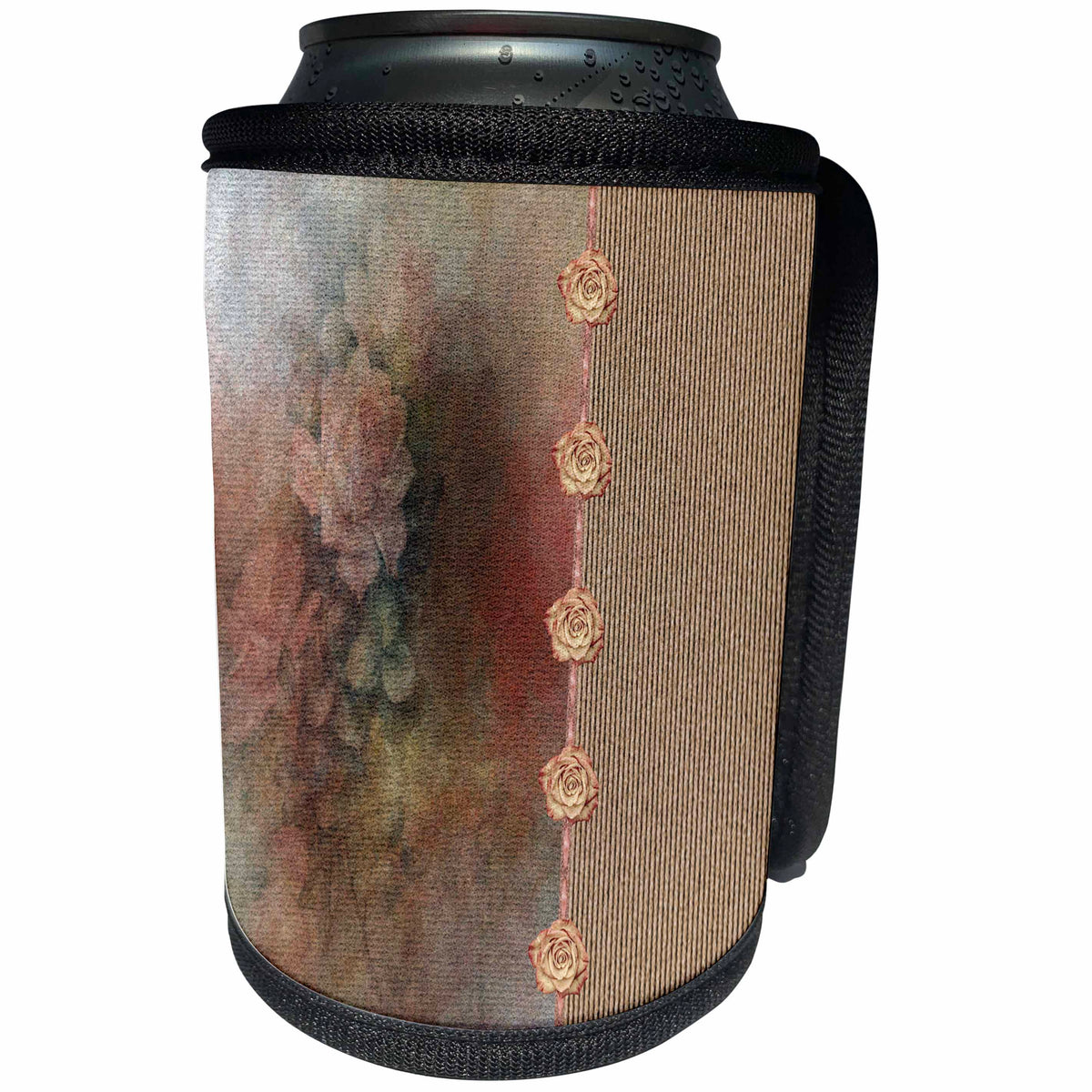 3dRose Beverly Turner Flora Design - Rose Print with Small Roses Down the Side - Can Cooler Bottle Wrap (cc_272672)