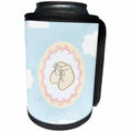 3dRose Beverly Turner Baby Design - Baby Shoes, Circle of Leaves, Clouds Background, Pink, Yellow, Blue - Can Cooler Bottle Wrap (cc_272675)