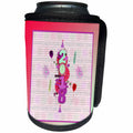 3dRose Beverly Turner New Years Design - 2018, Fireworks, Clock, Hats, Balloons, Dollies, New Year, Coral - Can Cooler Bottle Wrap (cc_272681)