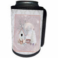 3dRose Beverly Turner Christmas Design - Pink Birds at Birdhouse, White Christmas Tree, Gifts, Merry Christmas - Can Cooler Bottle Wrap (cc_272716)