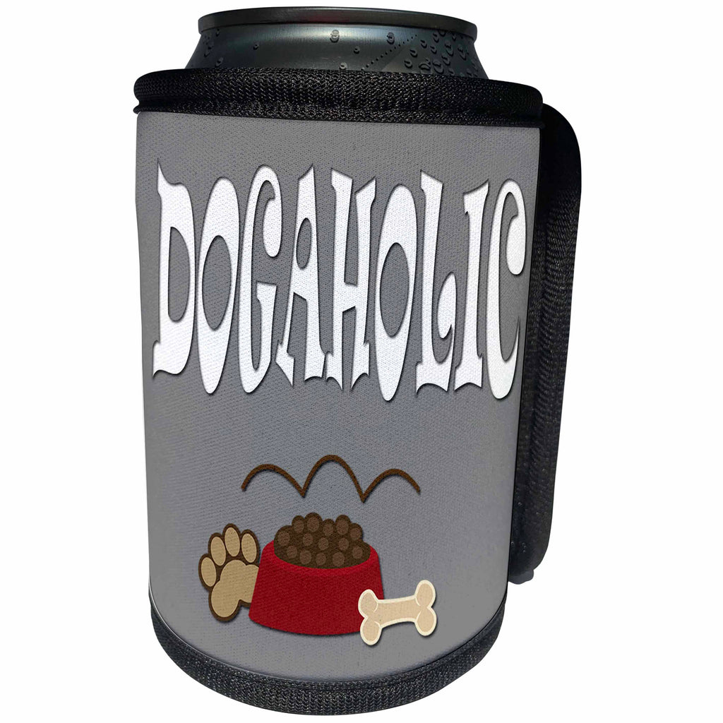 3dRose RinaPiro Dog Sayings - Dogaholic. - Can Cooler Bottle Wrap (cc_272720)
