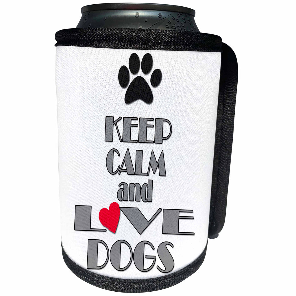 3dRose RinaPiro Dog Sayings - Keep calm and love dogs. - Can Cooler Bottle Wrap (cc_272726)