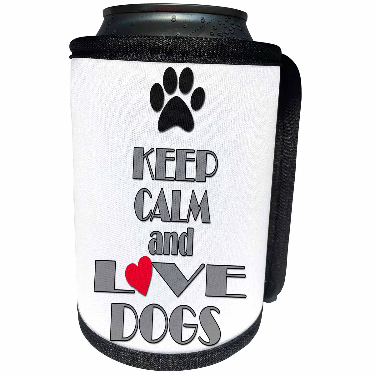 3dRose RinaPiro Dog Sayings - Keep calm and love dogs. - Can Cooler Bottle Wrap (cc_272726)