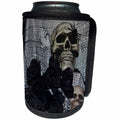 3dRose WhiteOaks Halloween Skulls - Skull and Spider Skull with Spider on it - Can Cooler Bottle Wrap (cc_27273)
