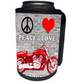3dRose RinaPiro Biker Sayings - Peace Love Motorcycles. - Can Cooler Bottle Wrap (cc_272741)