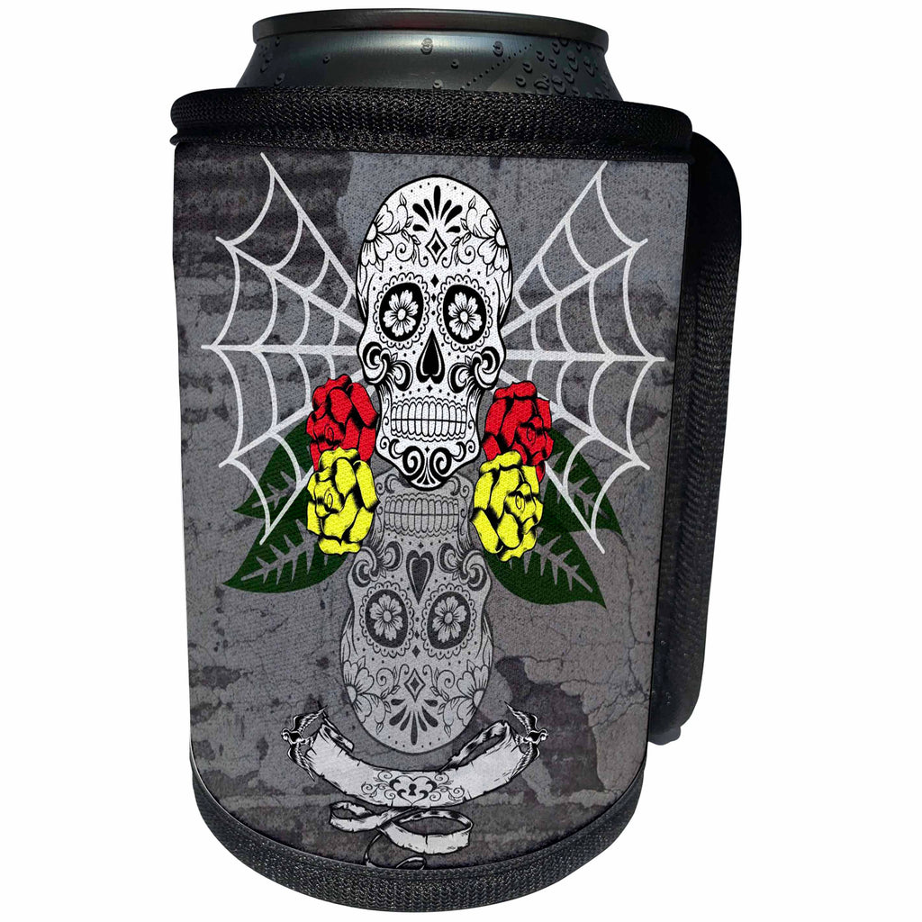 3dRose RinaPiro Sugar Skull - Day of the Dead skulls. - Can Cooler Bottle Wrap (cc_272748)