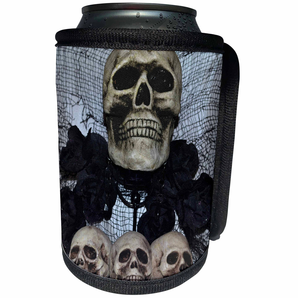 3dRose WhiteOaks Halloween Skulls - The Skulls One large skull and three small - Can Cooler Bottle Wrap (cc_27275)