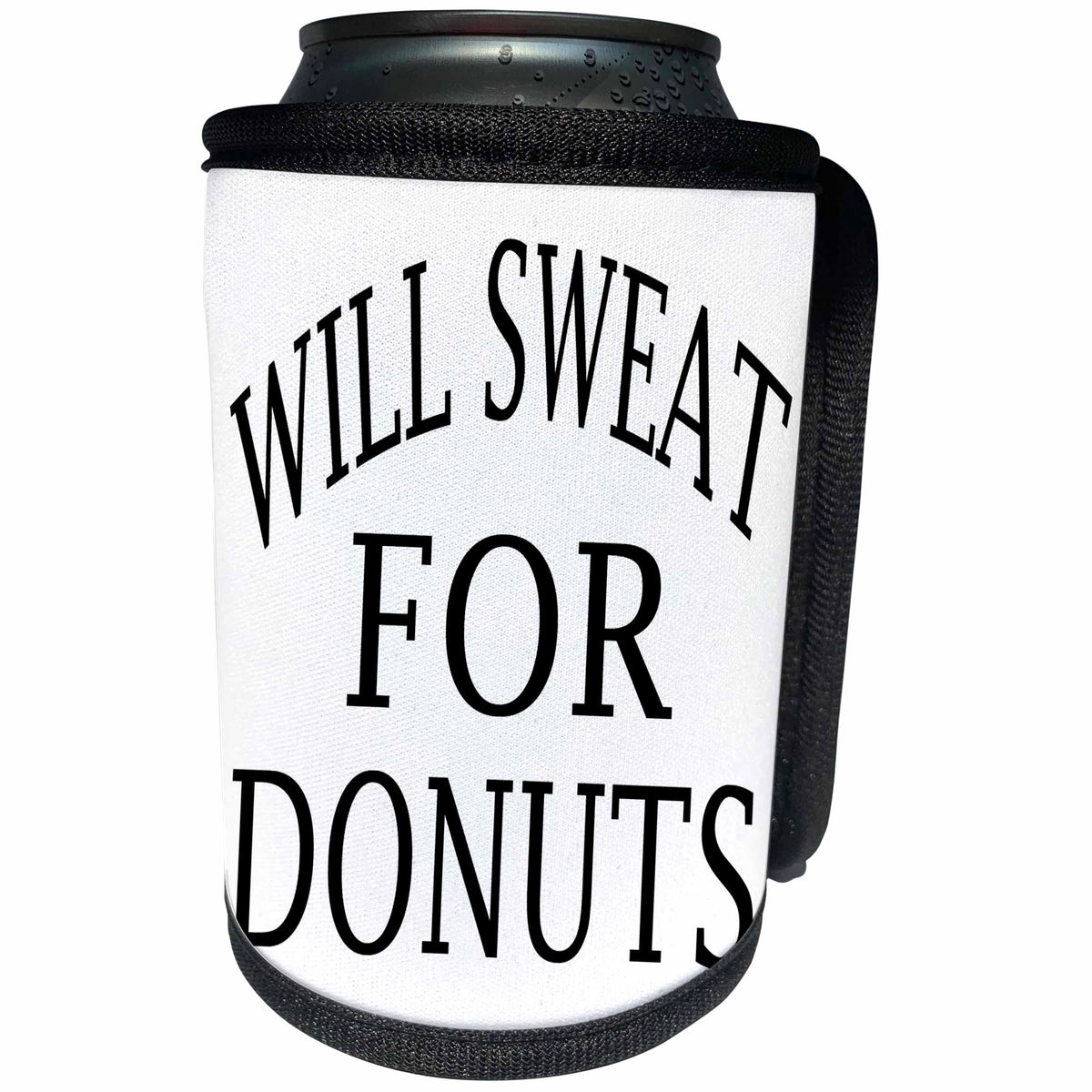 3dRose RinaPiro Fitness Sayings - Will sweat for Donuts. - Can Cooler Bottle Wrap (cc_272756)