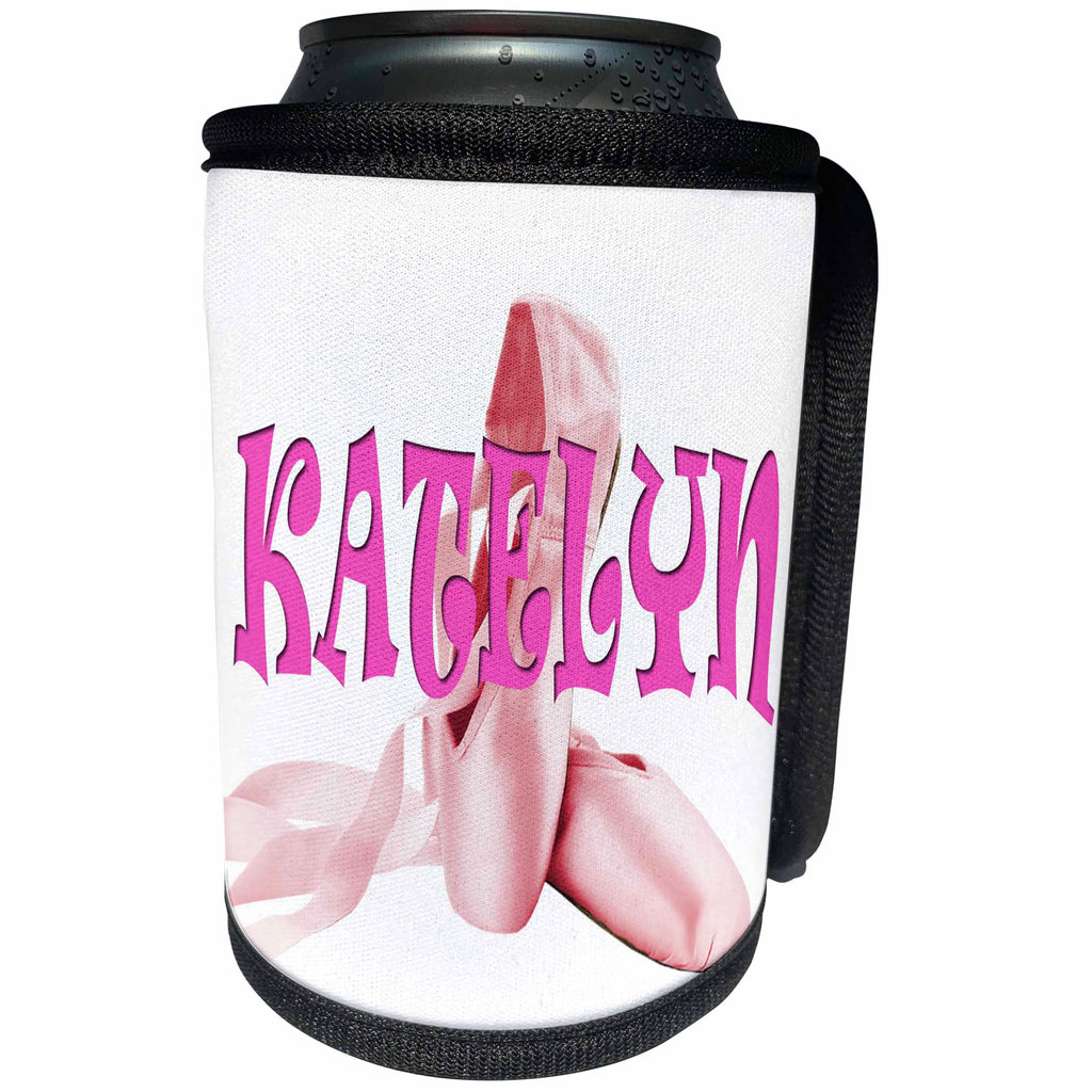 3dRose RinaPiro Kids - Katelyn. Pink ballet shoes. - Can Cooler Bottle Wrap (cc_272763)