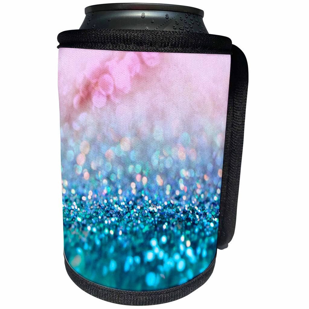 3dRose Uta Naumann Faux Glitter Pattern - Sparkling Teal Blue Luxury Shine Girly Elegant Mermaid Glitter - Can Cooler Bottle Wrap (cc_272847)